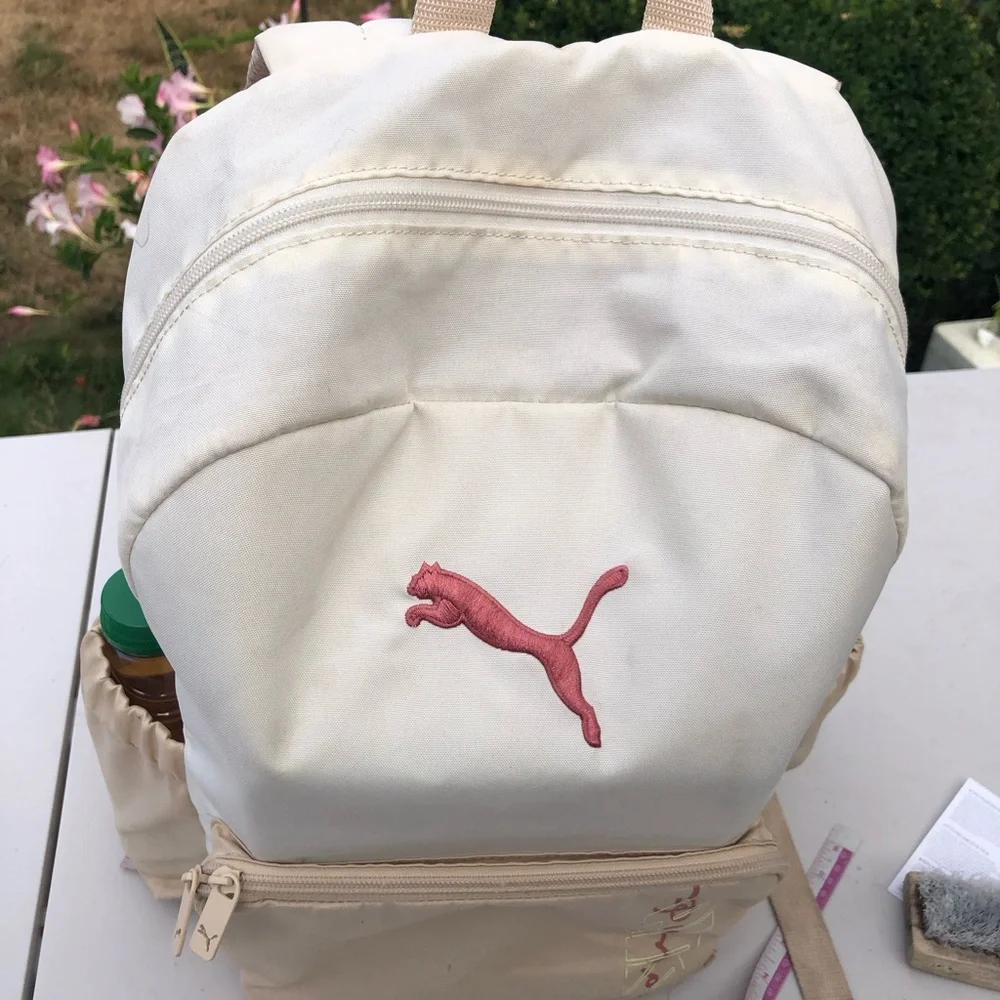 Puma Cream & Beige Backpack with Pink Logo Size 18”